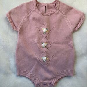 Pink Women's Sweater with Floral Embroidery